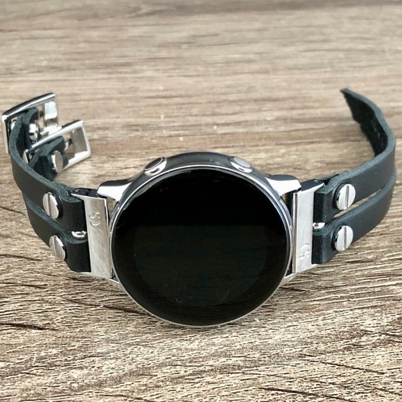 Galaxy Active2 Black Leather Double Strap Bracelet main image 5